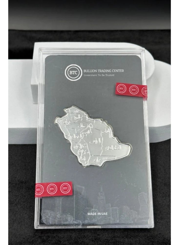 BTC 50 Grams Saudi Arabia Map Silver Bar - Image 1